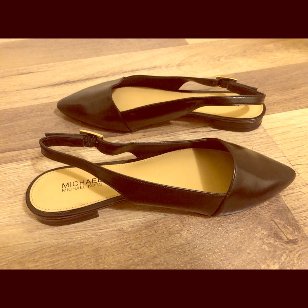 COPY - Black Leather Slingback Pointed Flats
